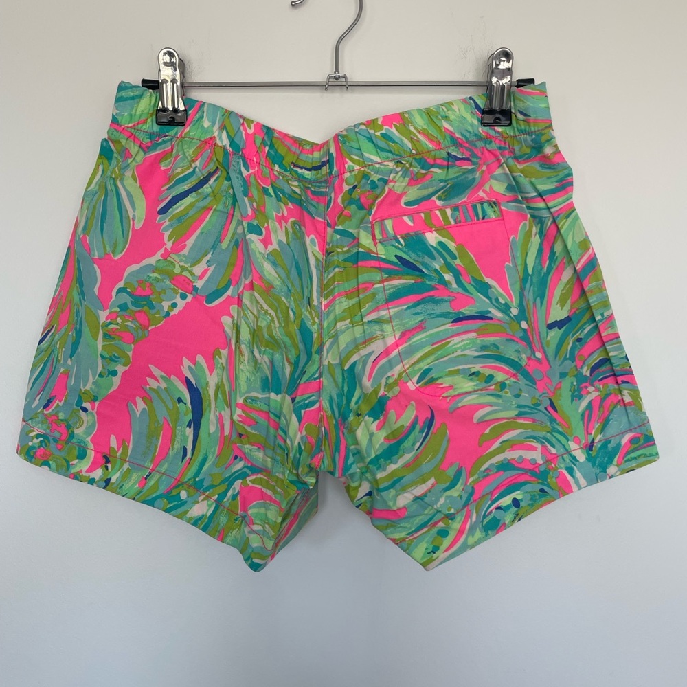 Lilly Pulitzer Pink and Green Tropical Leaf Print Shorts